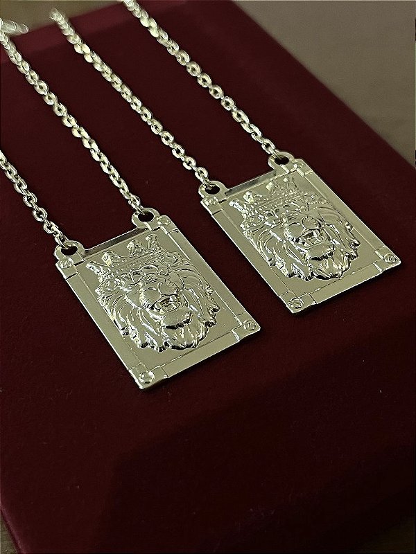 ESCAPULÁRIO CONVENCIONAL CORRENTE CADEADO LEÃO (2MM 60cm ou 70cm) -  BANHADO A OURO 18k