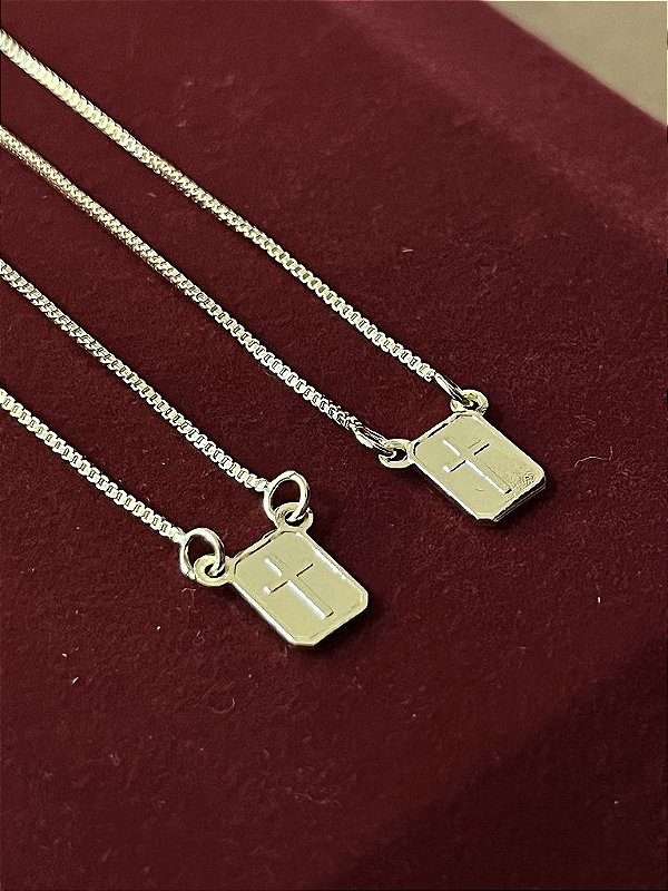 ESCAPULÁRIO CRUZ  CORRENTE VENEZIANA (1.8MM 60cm ou 70cm) -  BANHADO A OURO 18k