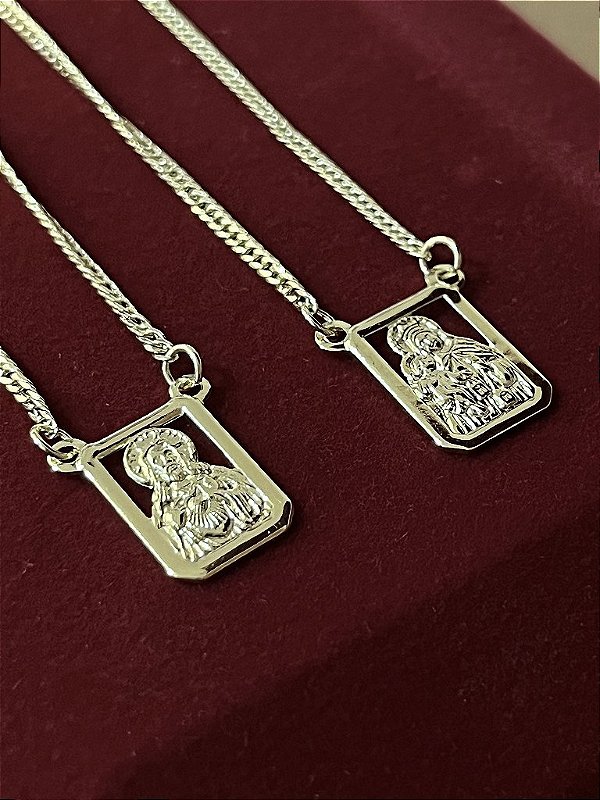 ESCAPULÁRIO CONVENCIONAL CORRENTE LACRAIA 2MM 60cm ou 70cm) -  BANHADO A OURO 18k