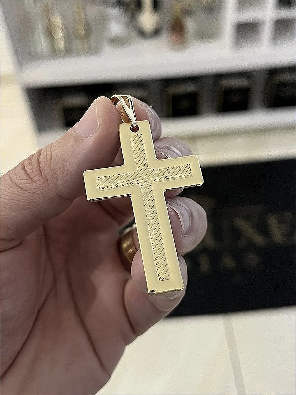 Pingente Cruz detalhada Grande .( 9g- 3,5x3,5cm) (G) - BANHO DE OURO 18k