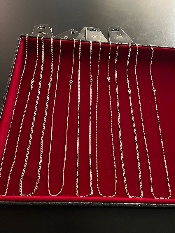 7 CORRENTES   2mm e 3mm -  BANHADOS A OURO 18K