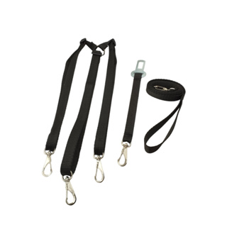 Guia Tripla Ajustável 3 Cães + Adap. De Cinto Segurança + Guia