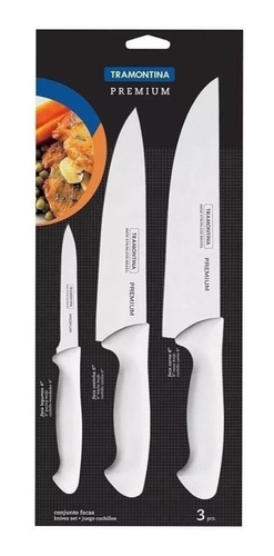 Faca Tramontina Conjunto 3 Peças Premium Inox - Uso Geral