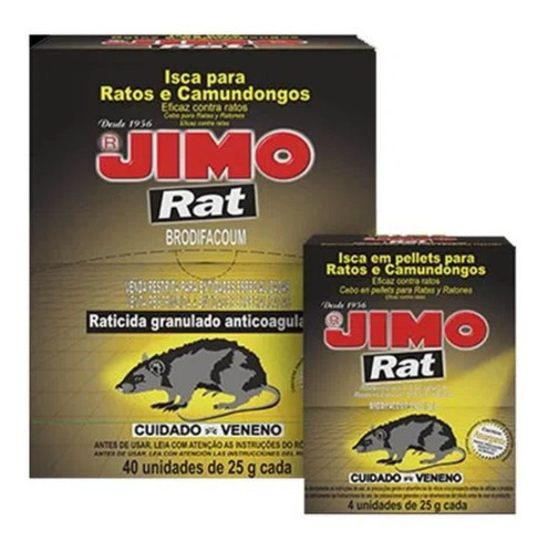 Mata Ratos Jimo Rat - Kit Com 40 Pacotes De 25g = 01kg