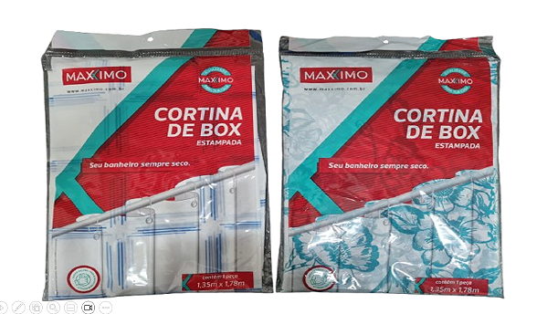 Cortina Box Banheiro Estampa Floral/Riscadinha Com Ganchos