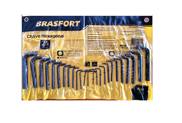 Jogo Chave Allen Brasfort 1/20 A 3/8 E 1mm A 10mm 25un 8289