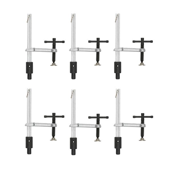 Sargento / Grampo de Fixação para Mesa de Solda, Sistema 16, 165x83mm, com Fuso e Rótula cabo em T - 6 unid. SHUDN-6150