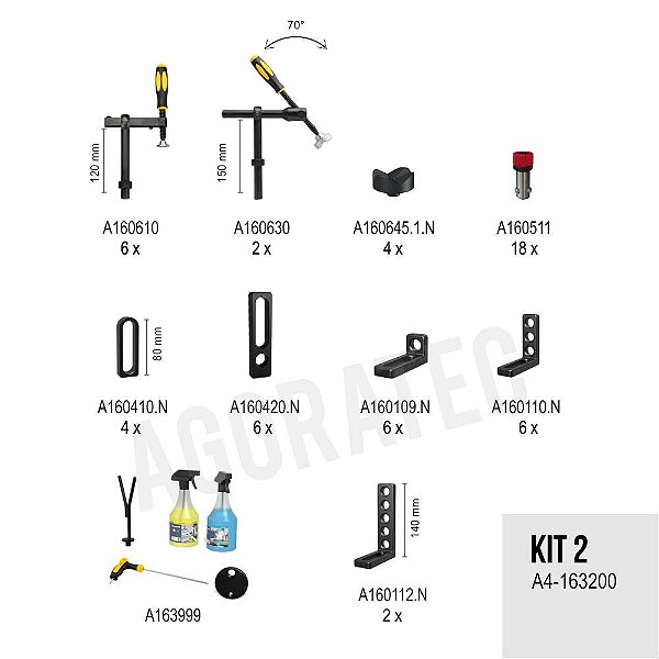Kit 2 de fixação AGORATEC Sistema 16 - 59 peças A4-163200