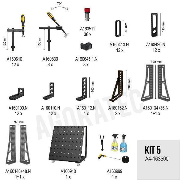 Kit 5 de fixadores AGORATEC D16 - 120 pcs - A4-163500