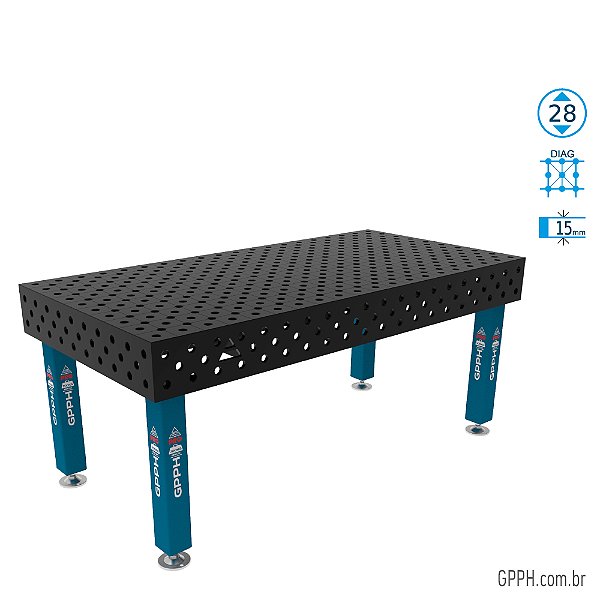Mesa PRO 2000x1000x200 Ø28 - DIAG Grade 100x100 GPPH - GPPR200100.1D.28