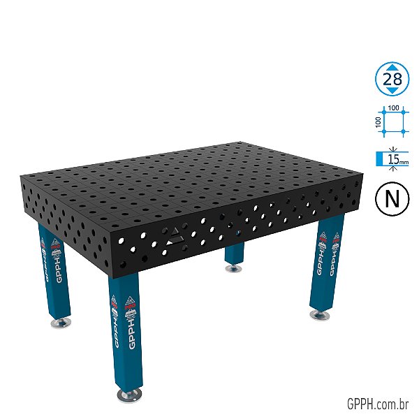 Mesa PRO 1500x1000x200 Ø28 - nitretada Grade 100x100 GPPH - GPPR150100.1.28N