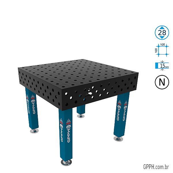 Mesa PRO 1000x1000x200 Ø28 - GPPH nitretado Grade 100x100 - GPPR100100.1.28N