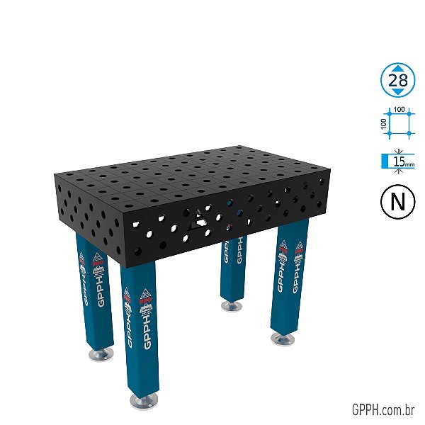 Mesa PRO 1000x600x200 Ø28 - nitretada Grade 100x100 GPPH - GPPR10060.1.28N