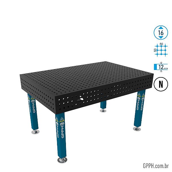 Mesa PLUS 1500x1000x200 Ø16 - Grade 50x50 GPPH nitretada - GPPL150100.2.16N
