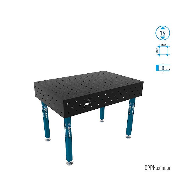 Mesa ECO 1200x800x200 Ø16 - GPPH Grade 100x100  - GPEC12080.1.16