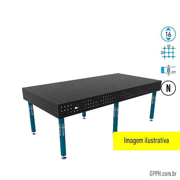 Mesa ECO 2000x1000x200 Ø16 - GPPH Grade 50x50 nitretada - GPEC200100.2.16N