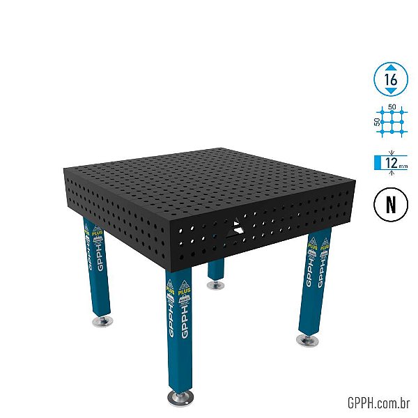 Mesa PLUS 1000x1000x200 Ø16 - Grade 50x50 GPPH nitretada - GPPL100100.2.16N