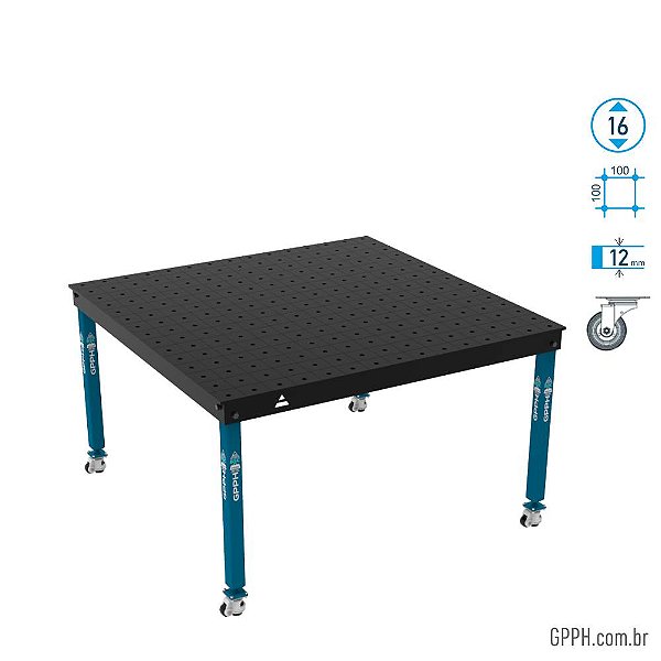 Mesa BASIC 1500x1500 / 1500x1480 - Ø16 Grade 100x100  com rodizios com freio GPPH - GPB150148.1.16R