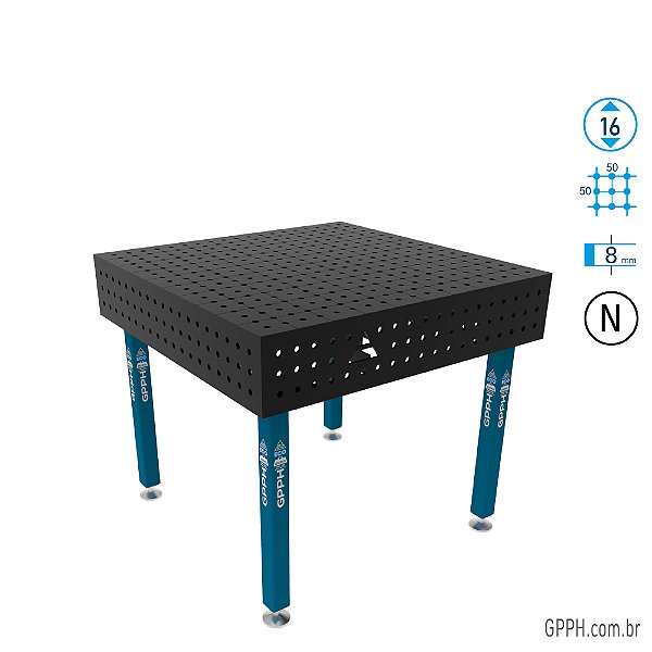Mesa ECO 1000x1000x200 Ø16 - GPPH nitretada Grade 50x50 - GPEC100100.2.16N