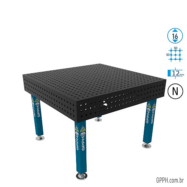 Mesa PLUS 1200x1200x200 Ø16 - nitretada Grade 50x50 GPPH - GPPL120120.2.16N