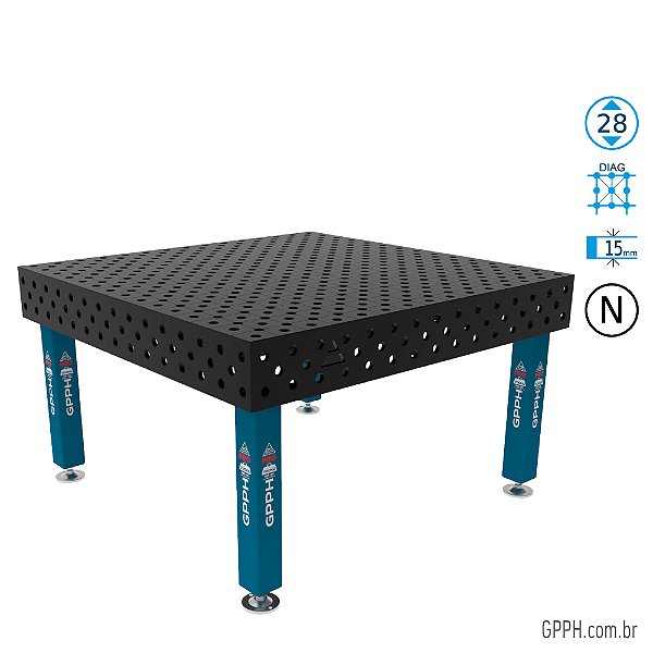 Mesa PRO 1500x1480x200 Ø28 - nitretada DIAG Grade 100x100 GPPH - GPPR150148.1D.28N