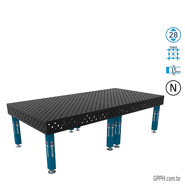 Mesa PRO 3000x1480x200 Ø28 - nitretada DIAG Grade 100x100 GPPH - GPPR300148.1D.28N