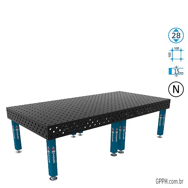 Mesa PRO 3000x1480x200 Ø28 - nitretada Grade 100x100 GPPH - GPPR300148.1.28