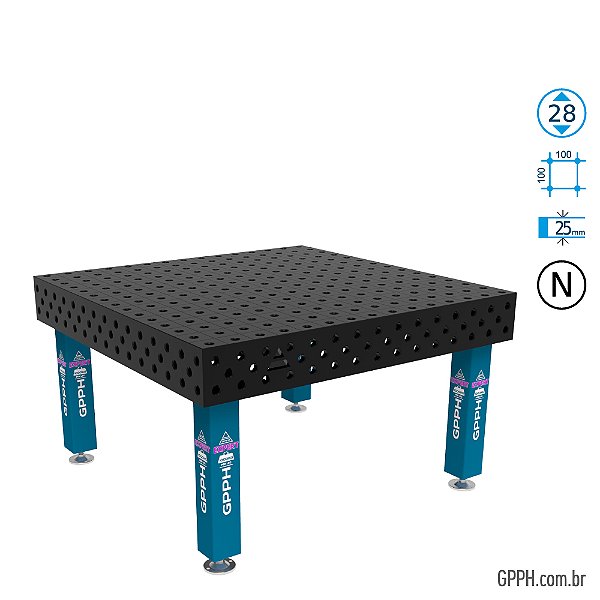 Mesa EXPERT 1500x1480x200 Ø28 - nitretada Grade 100x100 GPPH - GPEX150148.1.28N