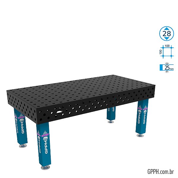 Mesa EXPERT 2000x1000x200 Ø28 - Grade 100x100 GPPH - GPEX200100.1.28