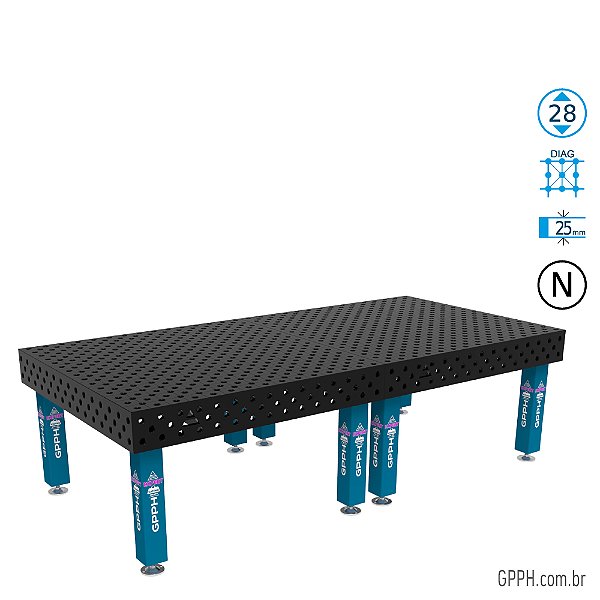 Mesa EXPERT 3000x1480x200 Ø28 - nitretada DIAG Grade 100x100 GPPH - GPEX300148.1D.28N