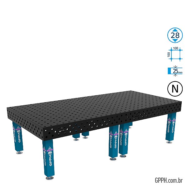 Mesa EXPERT 3000x1480 Ø28 - nitretada Grade 100x100 GPPH - GPEX300148.1.28N