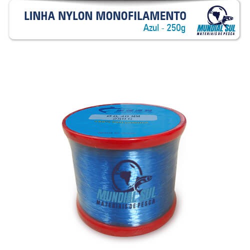 Linha Nylon Mono Azul para Pesca (PA - Poliamida) - Rolo 250 gramas
