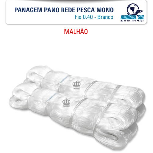 Panagem Pano Rede Pesca Mono MALHÃO - Fio 0.40 (Branca)