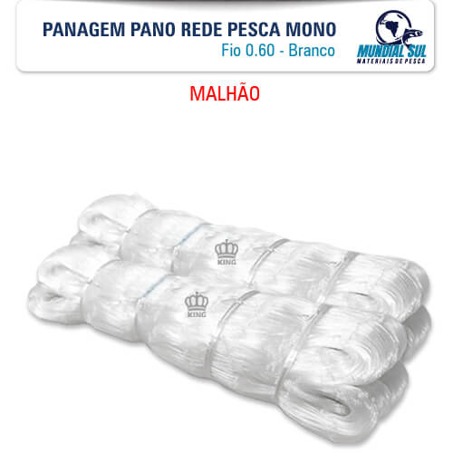 Panagem Pano Rede Pesca Mono MALHÃO - Fio 0.60 (Branca)