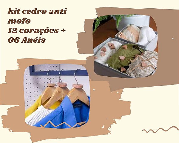 Cedro anti mofo - Anéis c/6 + Coração c/12