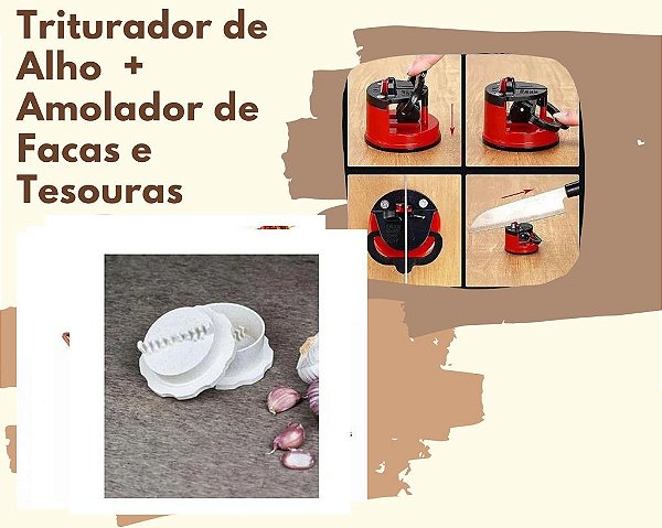 Triturador de Alho + Amolador de Facas e Tesoura