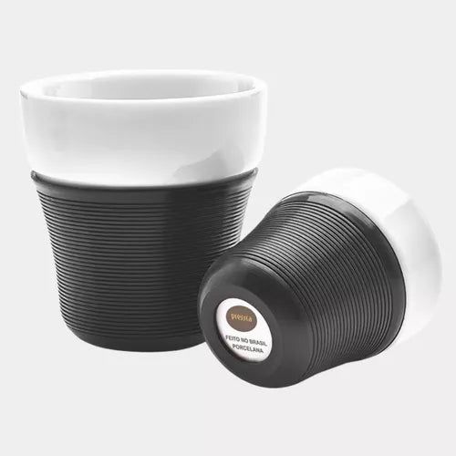 Kit 2 copos de Porcelana Pressca - Luva de Silicone - 60ml