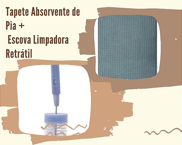 Escorredor Absorvente Pratik + Escova Retrátil limpar garrafas