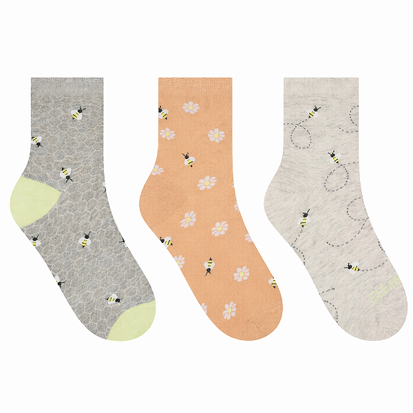 Kit C/3 Meias Cano Médio Feminina Estampadas Selene 7740