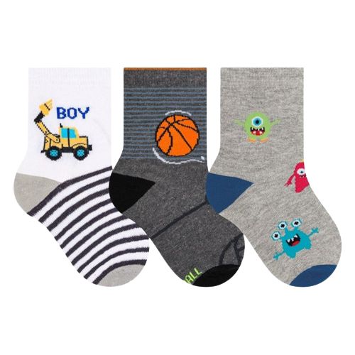 Kit C/3 Meias Bebê Sortidas Meninos Selene 1451