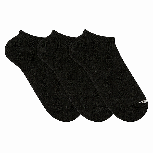 Kit C/3 Pares Meias Esportivas Invisível Unissex Preta Mash OMO.02