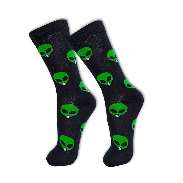 Meia Alien Verde Unissex Algodão