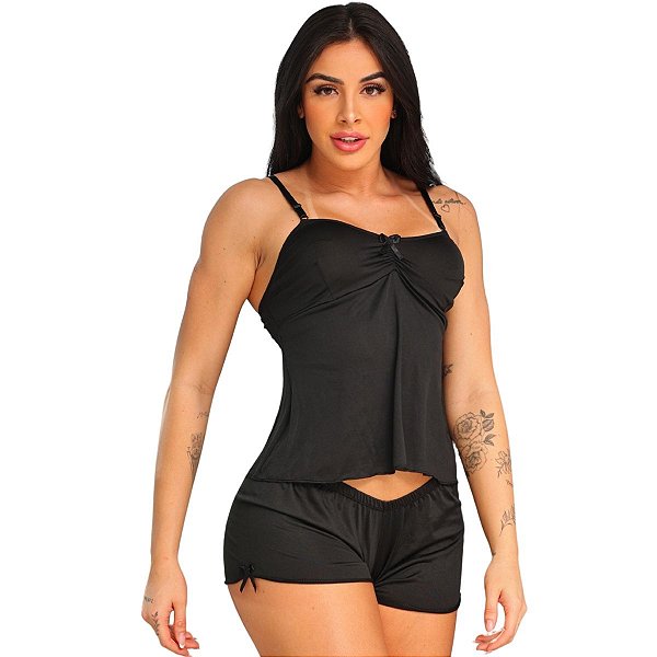 Kits De Pijamas Short Doll Liso Cores Variadas