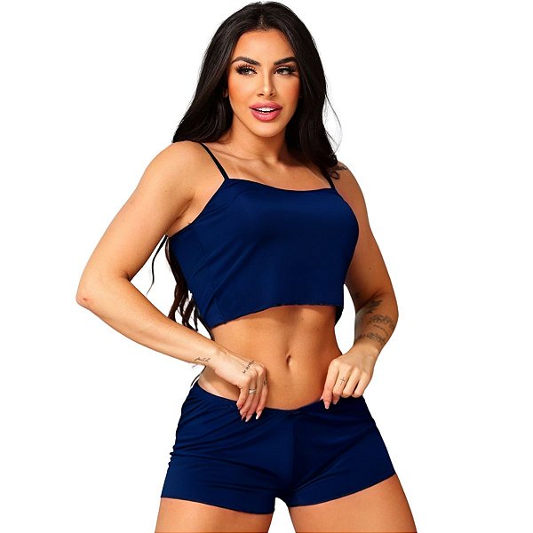 Kits De Short Doll Modelo Cropped Liso Cores Variadas