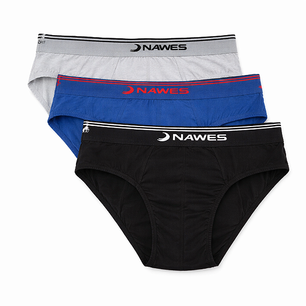 Kit C/3 Cueca Slip em Algodão Com Cós Nawes N01