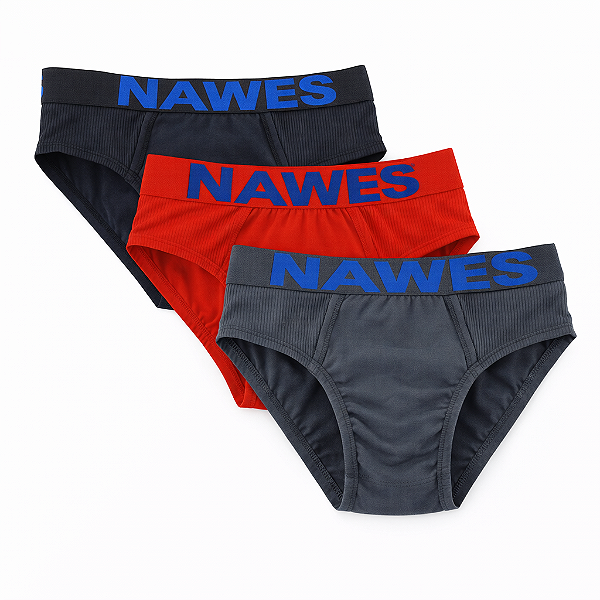 Cueca Slip Juvenil Kit C/3 em Algodão Com Cós Nawes N14