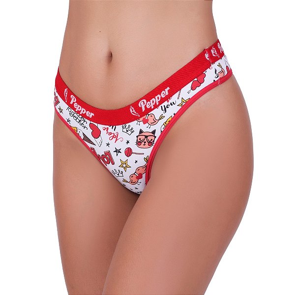 Kit com 2 Calcinhas Fio Algodão Pepper Estampas Variadas 003