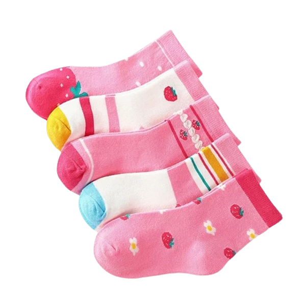 Kit De Meia Infantil de Crianças de  2-10 Anos Estampada para Menina