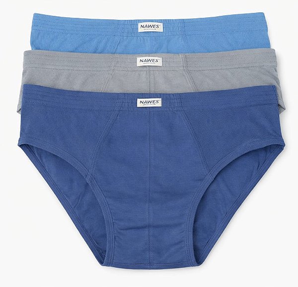 Cueca Slip Kit C/3 Tam. Especial em Algodão Canelada na Lateral Nawes N21