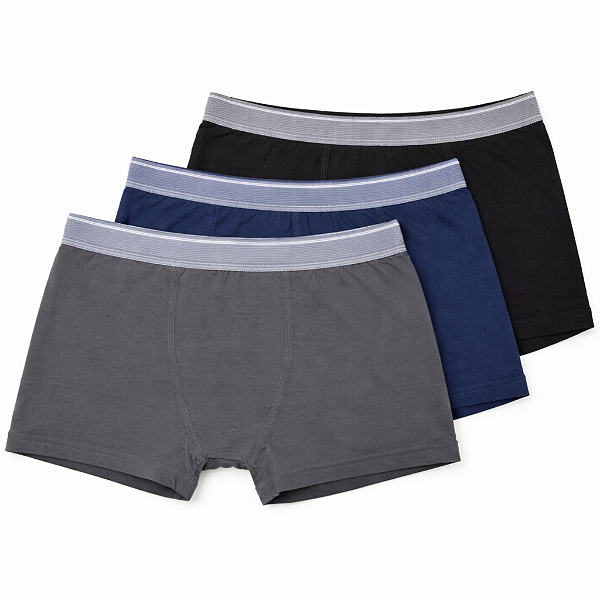 Kit C/03 Cuecas Boxer Masculina Lisa em Algodão Elastico Liso Tradicional Nawes N15